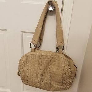 Anthropologie genuine leather tan handbag